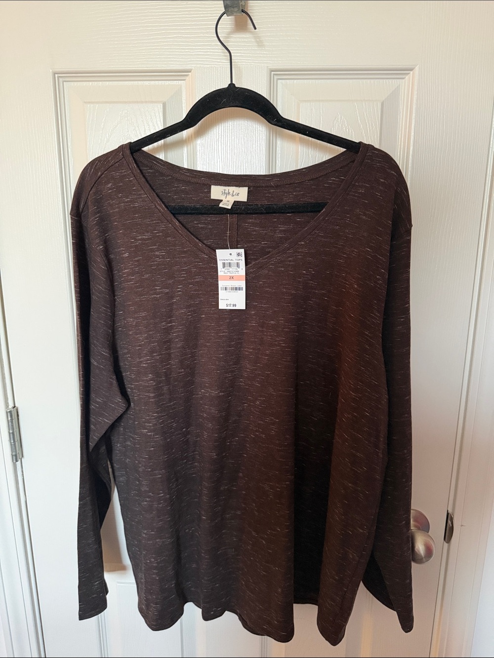Style & Co. Truffle Brown V-Neck Long Sleeve Top